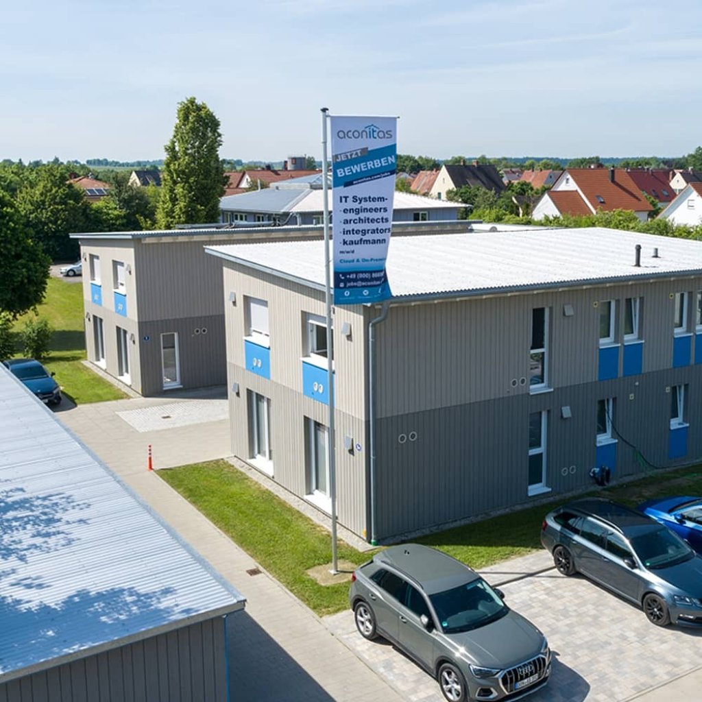 Firmengebäude der aconitas GmbH am Standort Mertingen.