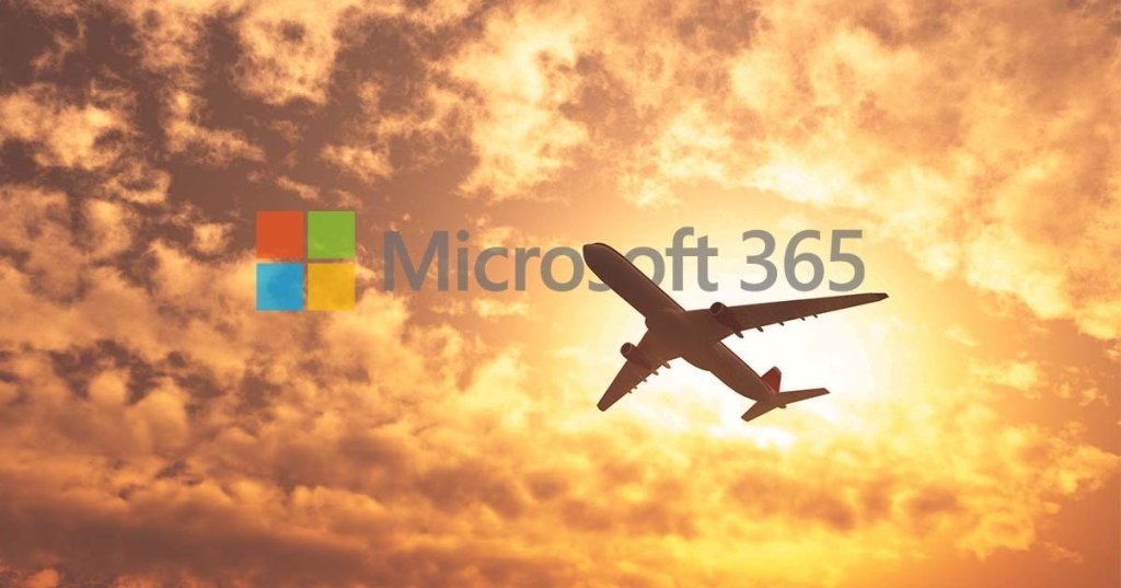 Flugzeug und Microsoft 365.